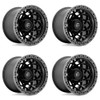 Set 4 15" Fuel UTV D783 Unit UTV 15x10 4x156 Black Gunmetal Ring Wheels 0mm Rims