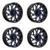 Set 4 Fuel UTV D778 Runner Utv 20x7 4x137 Black Milled Blue Wheels 20" 13mm