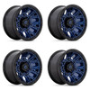 Set 4 Fuel D827 Traction 17x9 6x5.5 Dark Blue With Black Ring Wheels 17" 1mm