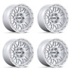 Set 4 17" KMC KM555 Attack 17x8.5 6x5.5 -10mm Gloss Silver W/ Machined Face Rims Lifted Offroad Truck SUV Wheels