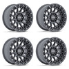 Set 4 17" KMC KM556 Crux 17x8.5 6x135 0mm Gloss Gunmetal Offroad Truck SUV Rims Wheels