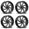 Set 4 MSA Offroad M36 Switch 22x7 4x156 Black Milled Wheels 22" 0mm Rims