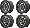 Set 4 17" KMC KM719 Canyon 17x8 5x4.5 Satin Black Gray Tint Wheels 35mm Rims