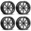 Set 4 MSA Offroad M21 Lok Beadlock 14x7 4x137 Charcoal Tint Wheels 14" 0mm Rims