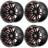 Set 4 20" Moto Metal MO978 Razor 20x10 8x180  Black Machine Red Wheels -24mm Rim