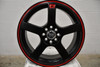 Set 4 Motegi MR116 FS5x6.5 5x100 5x4.5 Black Red Racing Stripe Wheels" 40mm