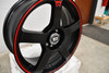 Set 4 Motegi MR116 FS5x6.5 5x100 5x4.5 Black Red Racing Stripe Wheels" 40mm
