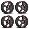 Set 4 16" Motegi MR116 FS5 16x7 5x4.25 5x4.5 Black Red Racing Stripe Wheels 40mm