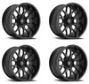 Set 4 20" Gear Off Road 763B Raid Gloss Black 20x9 Wheels 6x135 18mm Truck Rims