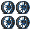 Set 4 18" Konig 55BB Myth gloss black with blue tinted clear-coat 18x8 Wheels 5x108 +43mm