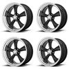 Set 4 American Racing Vintage VN338 Boss TT 18x9.5 5x4.75 Textured Black -4mm