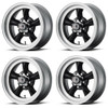 Set 4 American Racing VN105 Torq Thrust D 15x8.5 5x5 Black Wheels 15" -25mm Rims