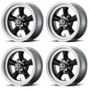 Set 4 American Racing Vintage VN105 Torq Thrust D 15x4.5 5x4.5 Black Rims -15mm