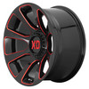 Set 4 XD XD854 Reactor 20x10 5x5 5x5.5 Black Milled Red Tint Wheels 20" -18mm