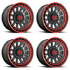 Set 4 XD XD856 Omega 20x10 8x180 Satin Black Machined Red Tint Wheels 20" -18mm