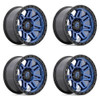 Set 4 Fuel D813 Syndicate 17x9 6x5.5 Blue With Black Ring Wheels 17" 1mm