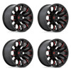 Set 4 22" Fuel D823 Flame 22x10 6x5.5 -18mm Gloss Black Milled Candy Red Wheels