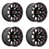 Set 4 Fuel  D823 Flame 22x12 6x135 Gloss Black Milled Candy Red Wheels 22" -44mm