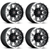 Set 4 12" Vision ATV 548 Commander Black Machined Wheels 12x8 4x110 Rims -10.2mm