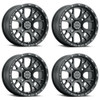 Set 4 15" Vision ATV 545 Rocker Satin Black Wheels 15x7 4x156 Rims 13mm