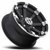 15" Vision ATV 393 Lockout Matte Black Machined Lip Wheel 15x7 4x110 Rim 2.5mm