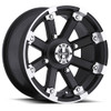 Set 4 12" Vision ATV 393 Lockout Black Machined Lip Wheels 12x8 4x115 -10.2mm