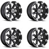 Set 4 14" Vision ATV 393 Lockout Black Machined Lip Wheels 14x7 4x110 Rims 2.5mm