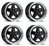 Set 4 15" Vision American Muscle 521H Nitro Black Machined 15x4 5x4.5 Rims -19mm