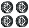 Set 4 18" Vision 402 Riot Gloss Black Machined Face 18x9 Wheels 5x5.5 (5x139.7) 12mm Rims