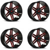 Set 4 22" Vision 363 Razor Gloss Black Milled Spoke with Red Tint 22x10 Wheels 8x6.5 (8x165.1) -19mm Rims