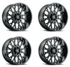 Set 4 24" Vision Off-Road 412 Rocker Gloss Black Wheels 24x12 8x170 Rims -51mm