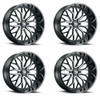 Set 4 24" Vision 402 Riot Gloss Black Machined Face 24x12 Wheels 6x5.5 (6x139.7) -51mm Rims