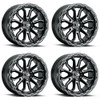 Set 4 20" Vision 405 Korupt Gloss Black Milled Spoke 20x9 Wheels 5x5.5 (5x139.7) -12mm Rims