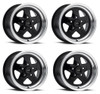 Set 4 15" Vision American Muscle 521H Nitro Black Machined 15x4 4x4.25 Rim -19mm
