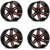 Set 4 22" Vision 363 Razor Black Milled Spoke Red Tint Wheels 22x10 8x180 -19mm