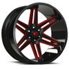 Set 4 24" Vision 363 Razor Gloss Black Milled Spoke with Red Tint 24x12 Wheels 6x5.5 (6x139.7) -51mm Rims