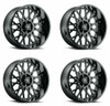 Set 4 18" Vision 412 Rocker Gloss Black 18x9 Wheels 8x6.5 (8x165.1) 12mm Rims