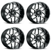 Set 4 20" Vision 360 Sliver Gloss Black Machined Face 20x10 Wheels 5x150 -25mm Rims