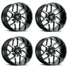 Set 4 20" Vision 360 Sliver Gloss Black Machined Face Wheels 20x10 5x150 -25mm
