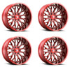 Set 4 24" Vision 402 Riot Red Tint Milled Spoke 24x12 Wheels 8x180 -51mm Rims