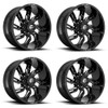 Set 4 Fuel D747 Lockdown 20x10 8x6.5 Gloss Black Milled Wheels 20" -18mm