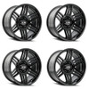 Set 4 17" Ion 147 17x9 Gloss Black 8x180 Wheels 0mm Rims