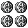 Set 4 20" Ion 147 20x9 Black Machined 6x5.5 Wheels 18mm Truck Suv 6 Lug Rims