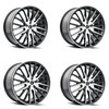 Set 4 22" Kraze Double Down 22x8.5 Black Machined 5x115 5x120 Wheels 38mm Rims
