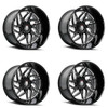 Set 4 22" American Truxx Goliath 22x12 Black Milled 8x6.5 Wheels -44mm Rims