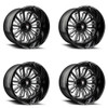 Set 4 24" American Truxx Butcher 24x14 Black Milled 6x5.5 Wheels -76mm Rims