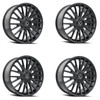 Set 4 20" Kraze Double Down 20x8.5 Gloss Black 5x4.25 5x4.5 Wheels 38mm Rims