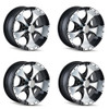 Set 4 15" Ion 136 15x6 Black Machined 6x5.5 Wheels 0mm Rims