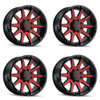 Set 4 18" Ion 143 18x9 Gloss Black Red Machined 6x5.5 Wheels 0mm Rims