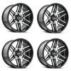 Set 4 17" Ion 147 17x9 Black Machined 6x135 Wheels 0mm Rims